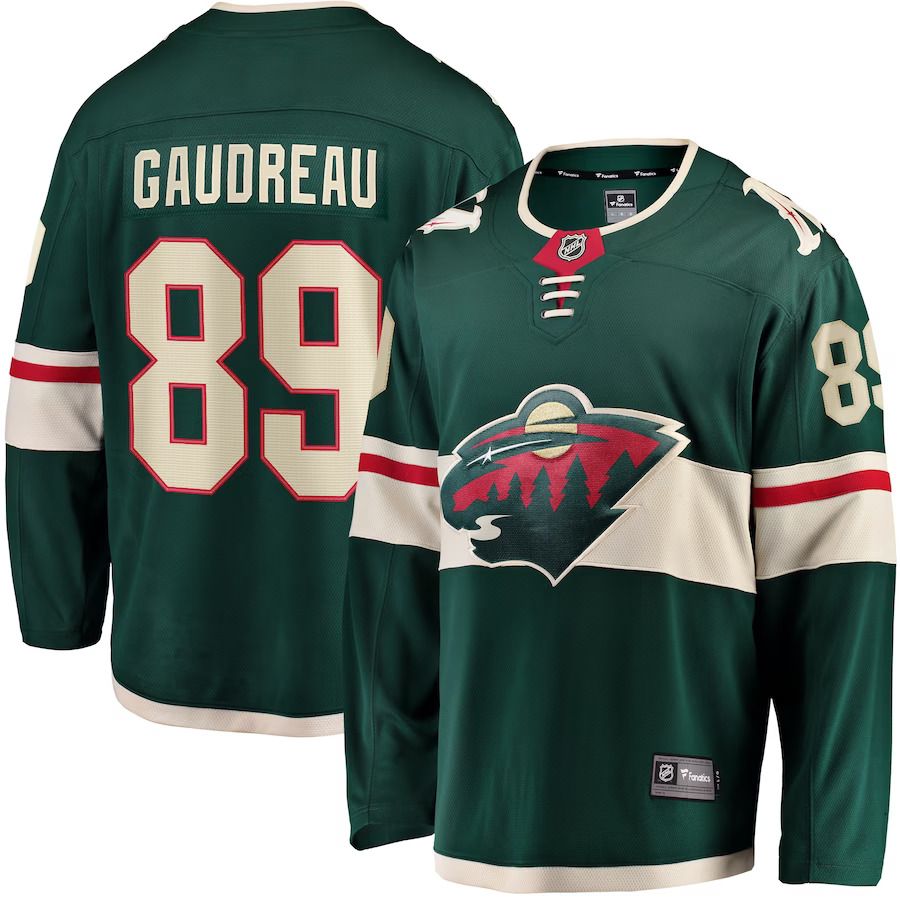 Men Minnesota Wild 89 Frederick Gaudreau Fanatics Branded Green Home Breakaway Player NHL Jersey
